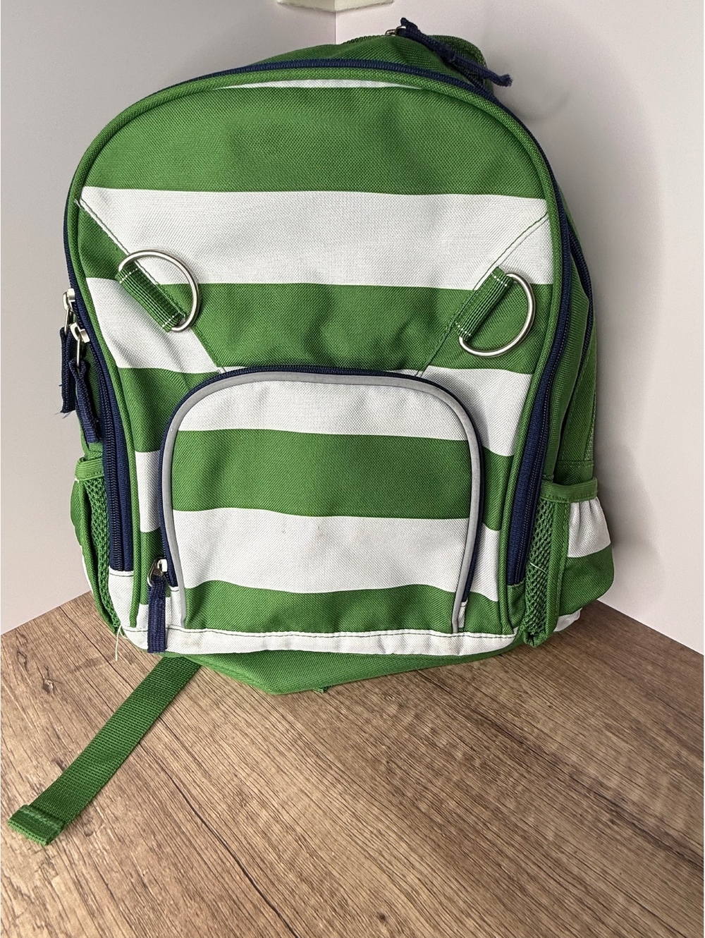 Pottery Barn Kids Fairfax Green White Stripe Backpack School Bag
